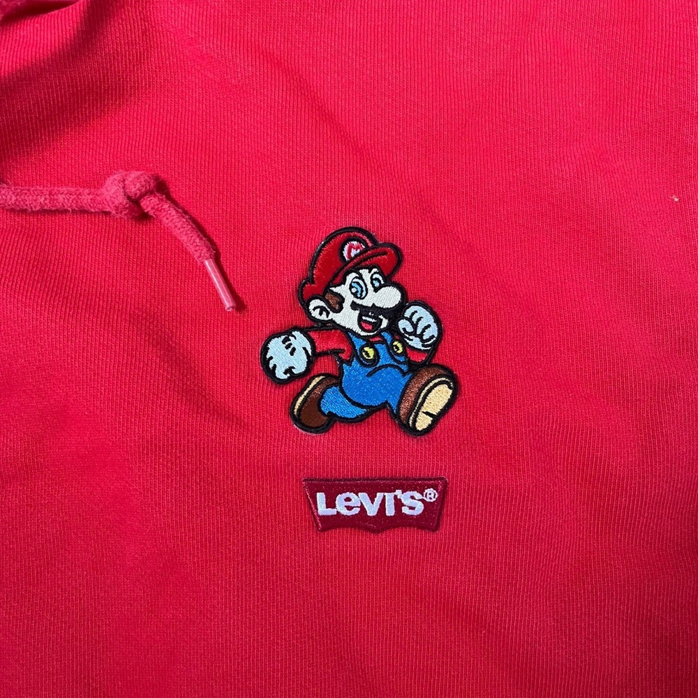 Levi's X Super Mario Collaboration Graphic Red Pullover Hoodie Rare Medium